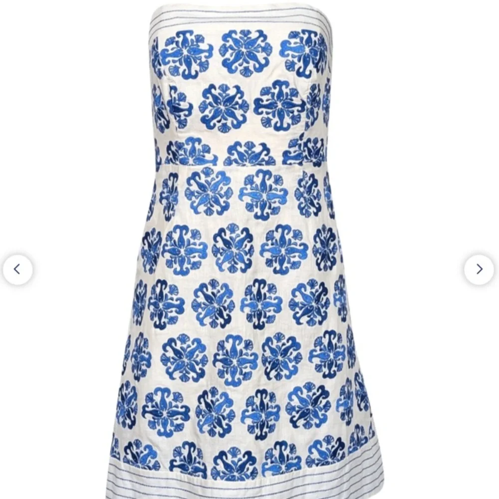 Lilly Pulitzer strapless linen blend fish embroidered dress - Picture 1 of 13